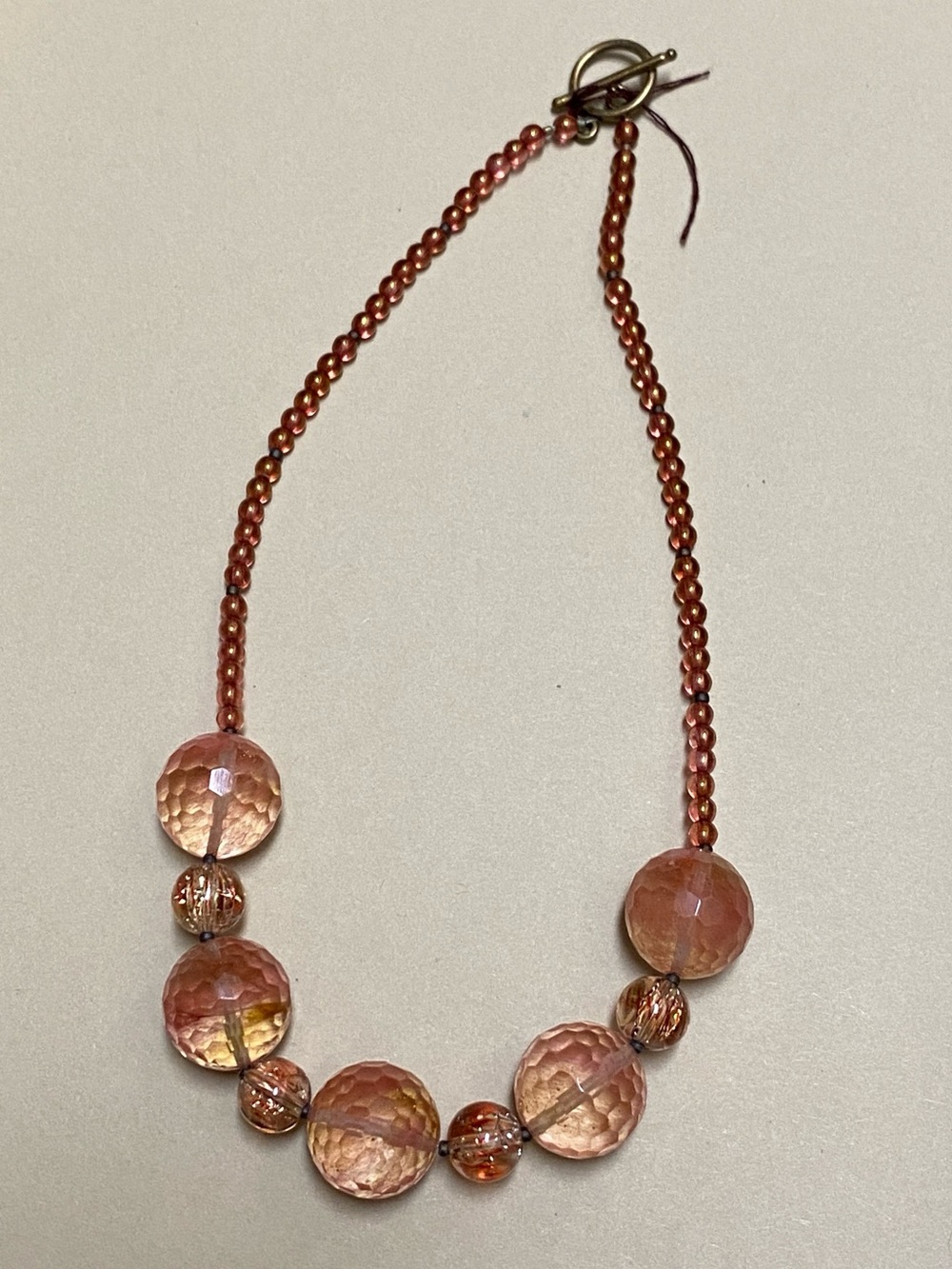 Vintage Lucite/Crystal Pale Pink Beaded Necklace